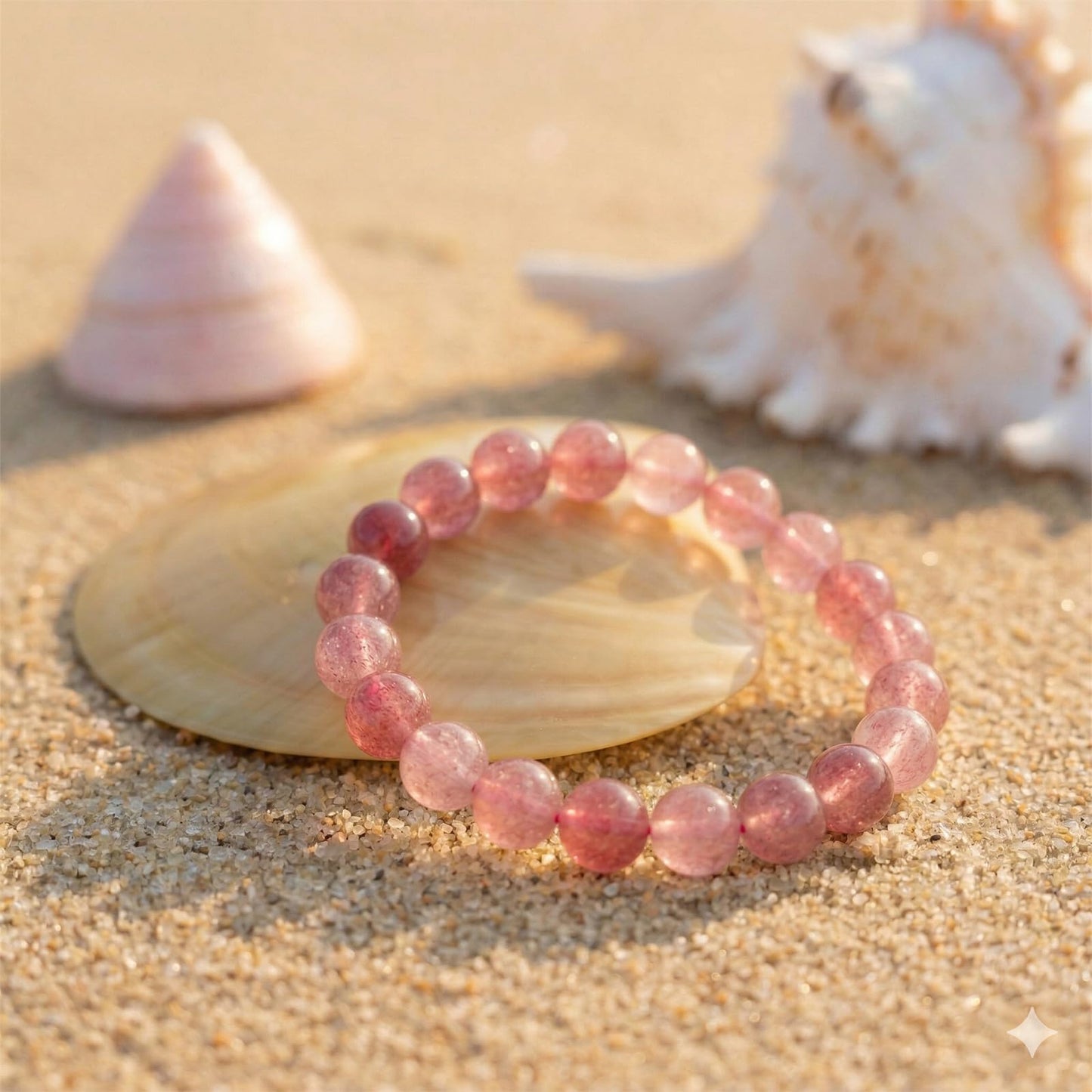 Kryllite Crystal Bracelets, Bracelet for Women, Nature Strawberry Crystal Stretch Elastic Bracelet, Nature Gemstone-8mm, Healing Stone Bracelets, Pink Jewelry Gifts for Women, Holiday