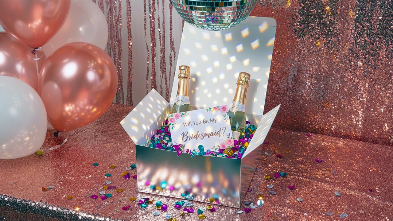 PandaPandaPPS Gift Boxes 25 pcs, 8"x8"x4", Metallic Silver Glossy and Mirror Finish, with Lids, Easy Assemble for Bridesmaid Proposal, Wedding, Party Favors and Festivals (Metallic Sliver, 8 * 8 * 4)