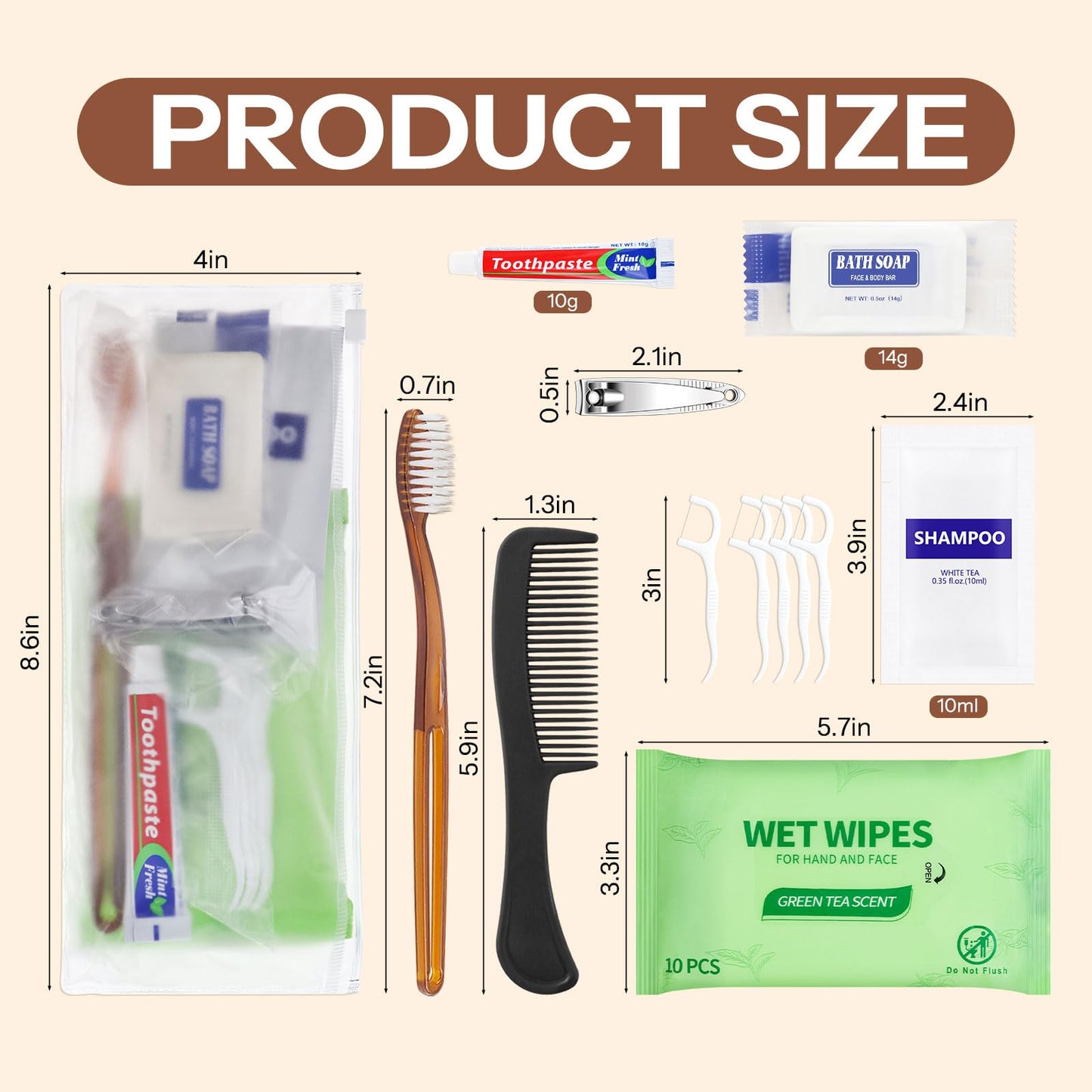 Gisdo Pack of 50 Travel Size Toiletries Kit Individually Packed,Personal Hygiene Kit for for Men, Women & Charity - Disposable Homeless Care Package Supplies Bulk