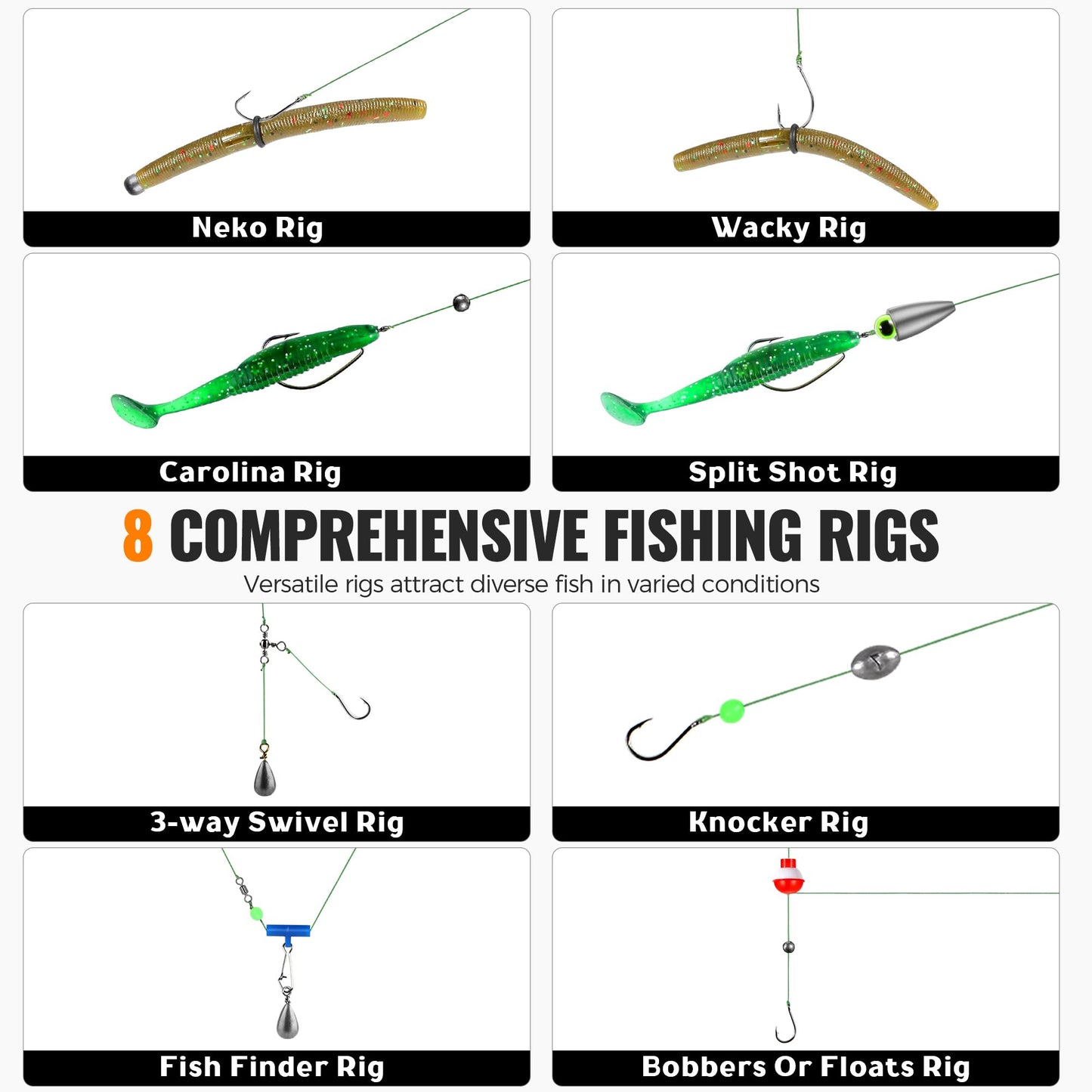 PLUSINNO Fishing Gear Accessories Kit, 253PCS Fishing Tackle Box with Tackle Included, Fishing Hooks, Fishing Weights Sinkers, Spinner Blade, Fishing Equipment for Bass Trout Bluegill Crappie