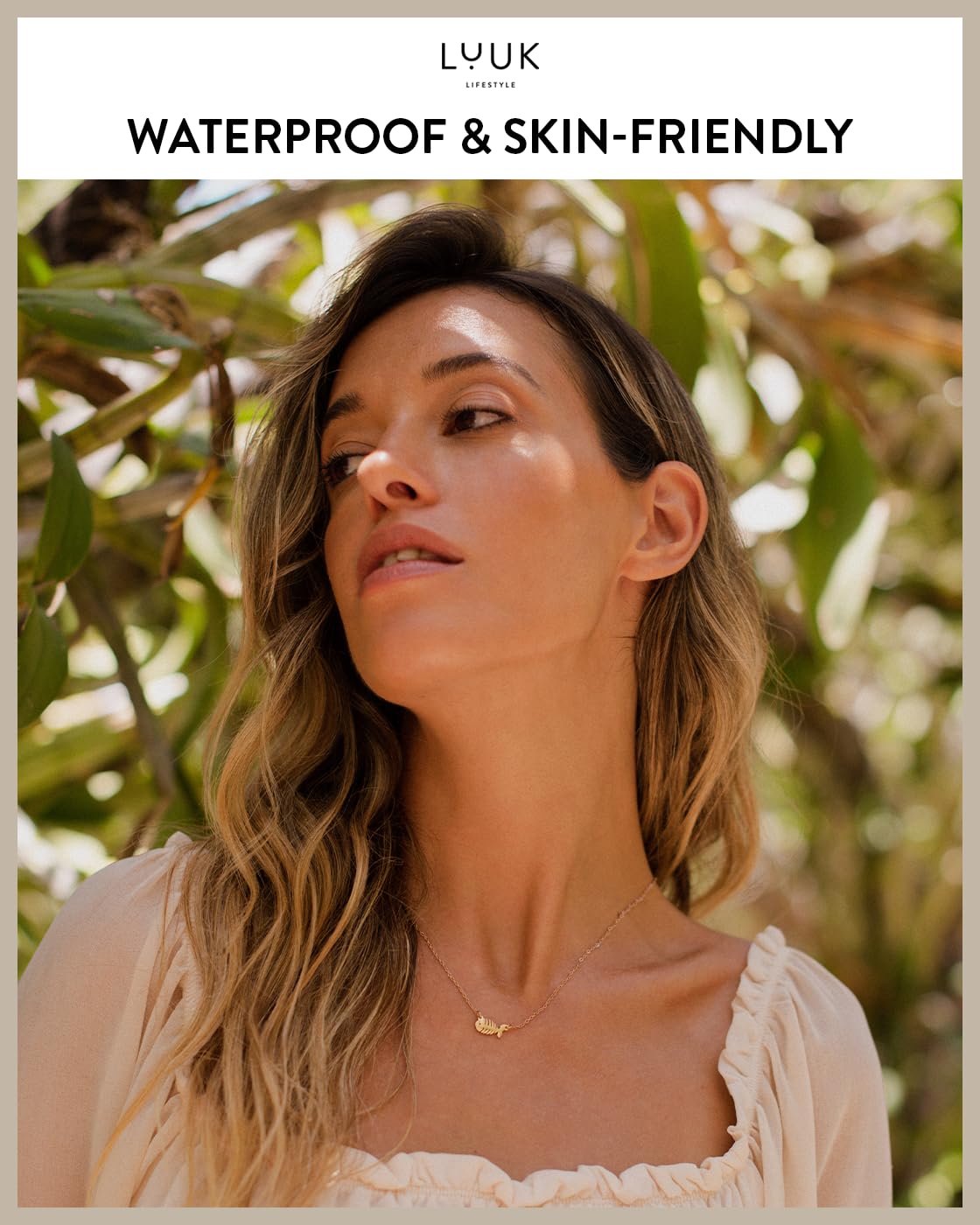 LUUK LIFESTYLE Waterproof Fishbone|Fish pendant necklace, 19in adjustable sturdy chain, tarnish-free, Gift for sister friend daughter, dainty, trendy, aesthetic, simple (HAPPINESS Gift Card)