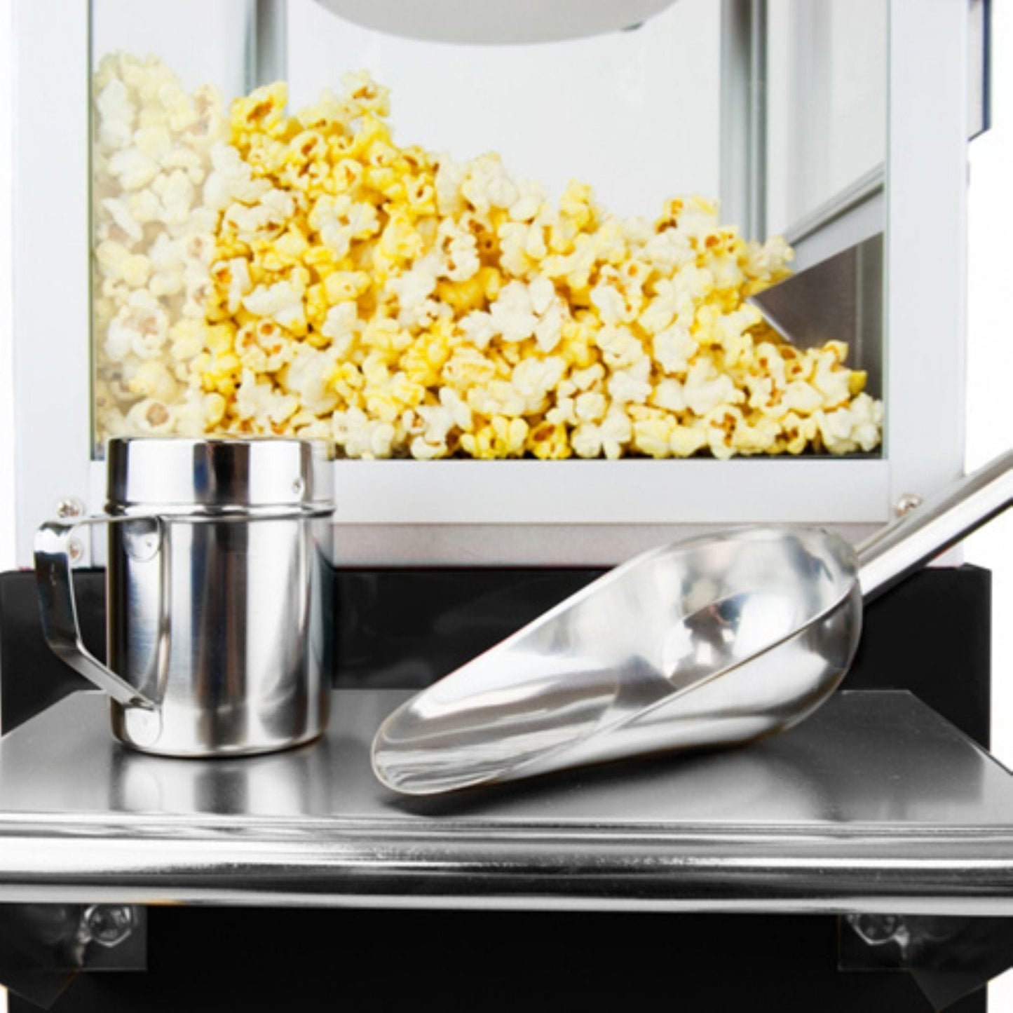 Funtime Sideshow Popper 4-Ounce Hot Oil Popcorn Machine with Cart, Black/Silver
