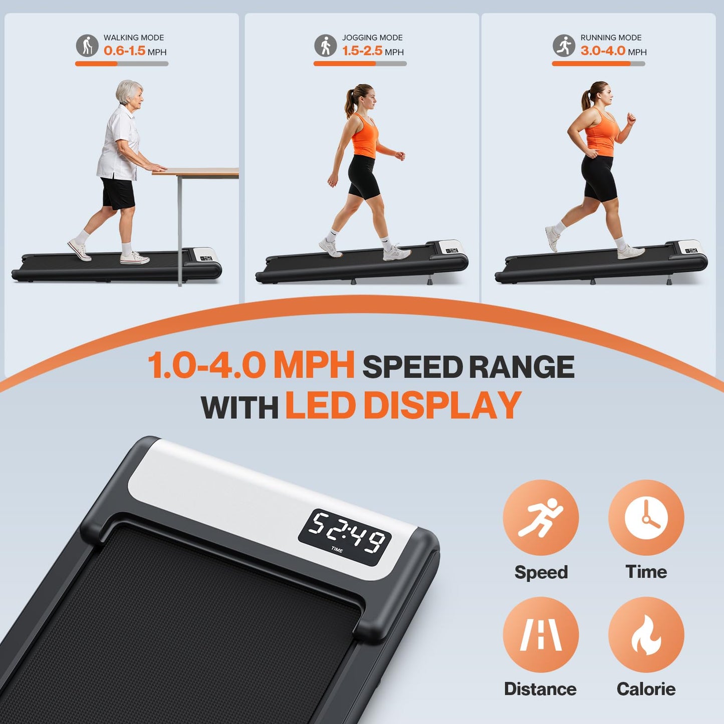 COZYINN Under Desk Walking Pad Treadmill with 10% Incline, Quiet Portable Walking Pad for Home Office Small Space, 265LB Capacity Walking Pads Voice Remote Control Smart Treadmill Works with KINOMAP
