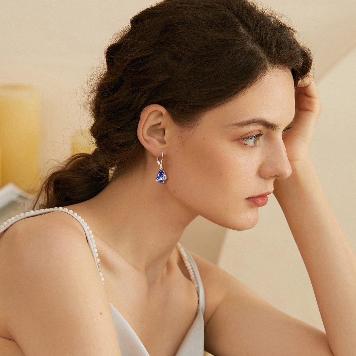Rocayi December Birthstone Dangle Drop Earrings for Women 925 Sterling Silver Tanzanite Earrings Teardrop Leverback Jewelry Gifts for Wife Girlfriend Mother Daughter Her