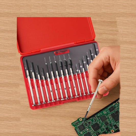 16PCS Precision Screwdriver Kit Compact Storage Case Mini Drivers for Electronics Repair Phones Cameras Laptops, Red