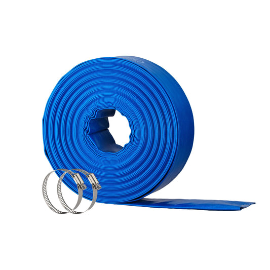 OasisTrim 2" x 100FT Pool Backwash Hose, Heavy-Duty Pool Hose, Lay Flat Discharge Hose, Durable Burst Resistant, Pool Filter Pump Water Drainage, Sump Pump Discharge, with 2 Clamps