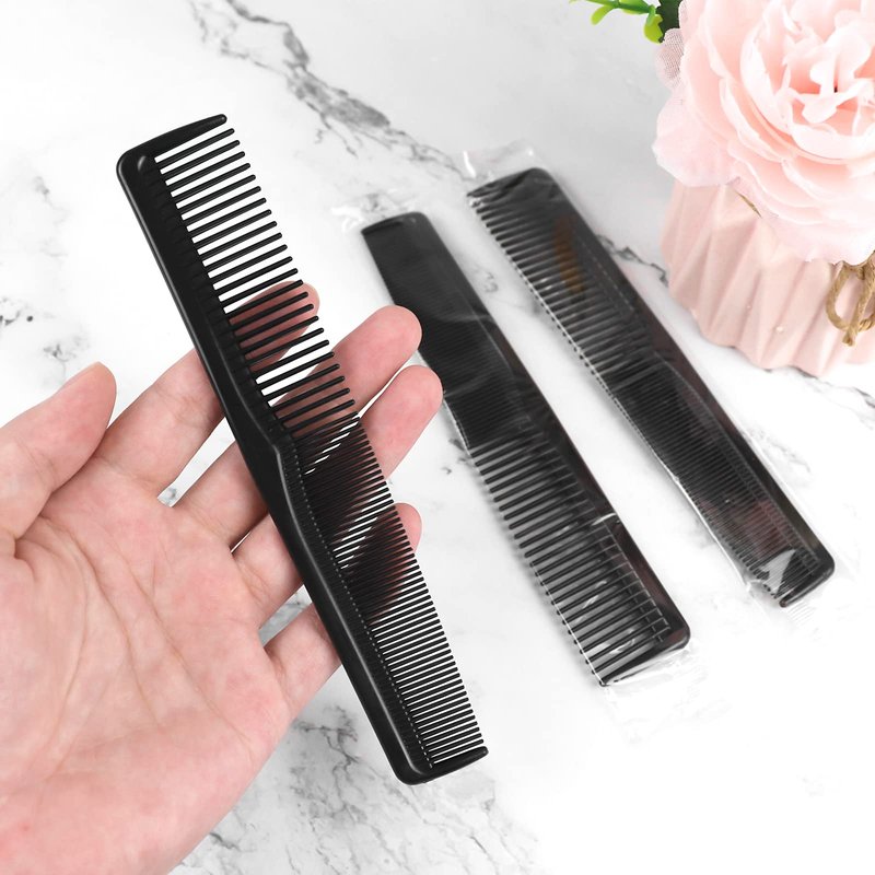 Hipruict Disposable Combs Individually Wrapped, Sturdy Combs in Bulk, 100 Pack Combs Bulk, Double Tooth Hair Pocket Comb, Bulk Combs for Homeless, Charity, Care Pack Black