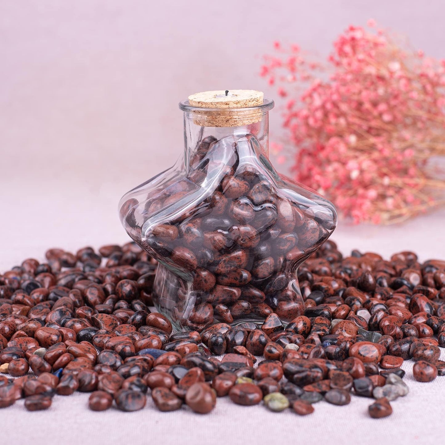 SigMntun Polished Mahogany Obsidian Crystal Stone Set - 72 Pcs Handpicked Tumbled Gemstones Rocks Quartz, Pebbles for Reiki, Chakra, Healing, Home Decor, 0.5" - 10 oz Mahogany Obsidian