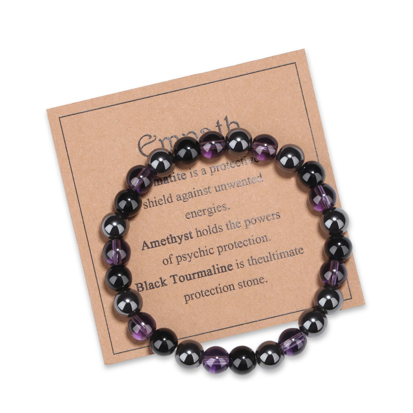 MAIBAOTA Empath Protection Bracelet Menopause Bracelet for Women 8 mm Amethyst Black Tourmaline Healing Crystal Bracelets Jewelry