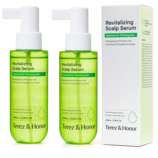 Scalp Serum for Hair Growth Spray - Korean Vegan Treatment for Hair Loss, Thinning & Itchy Scalp, Dermatologically-Tested, Lightweight Exfoliates Dandruff, Strengthen Roots for Men & Women - 2 Pack