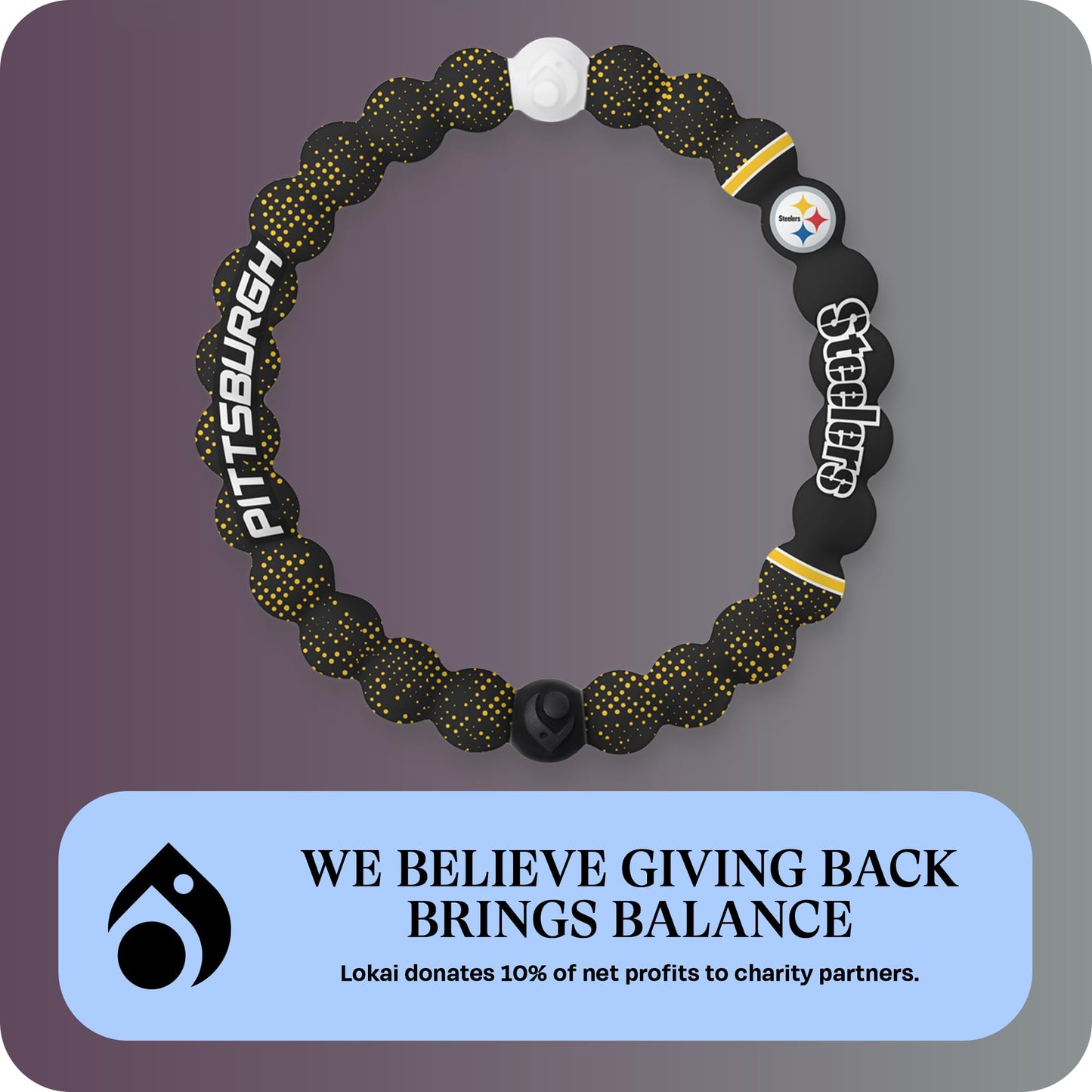 Lokai NFL Football Collection Silicone Beaded Bracelet, Pittsburgh Steelers Home Field (Medium) - For Women & Men, Silicone Jewelry Fashion -On for Comfortable Fit