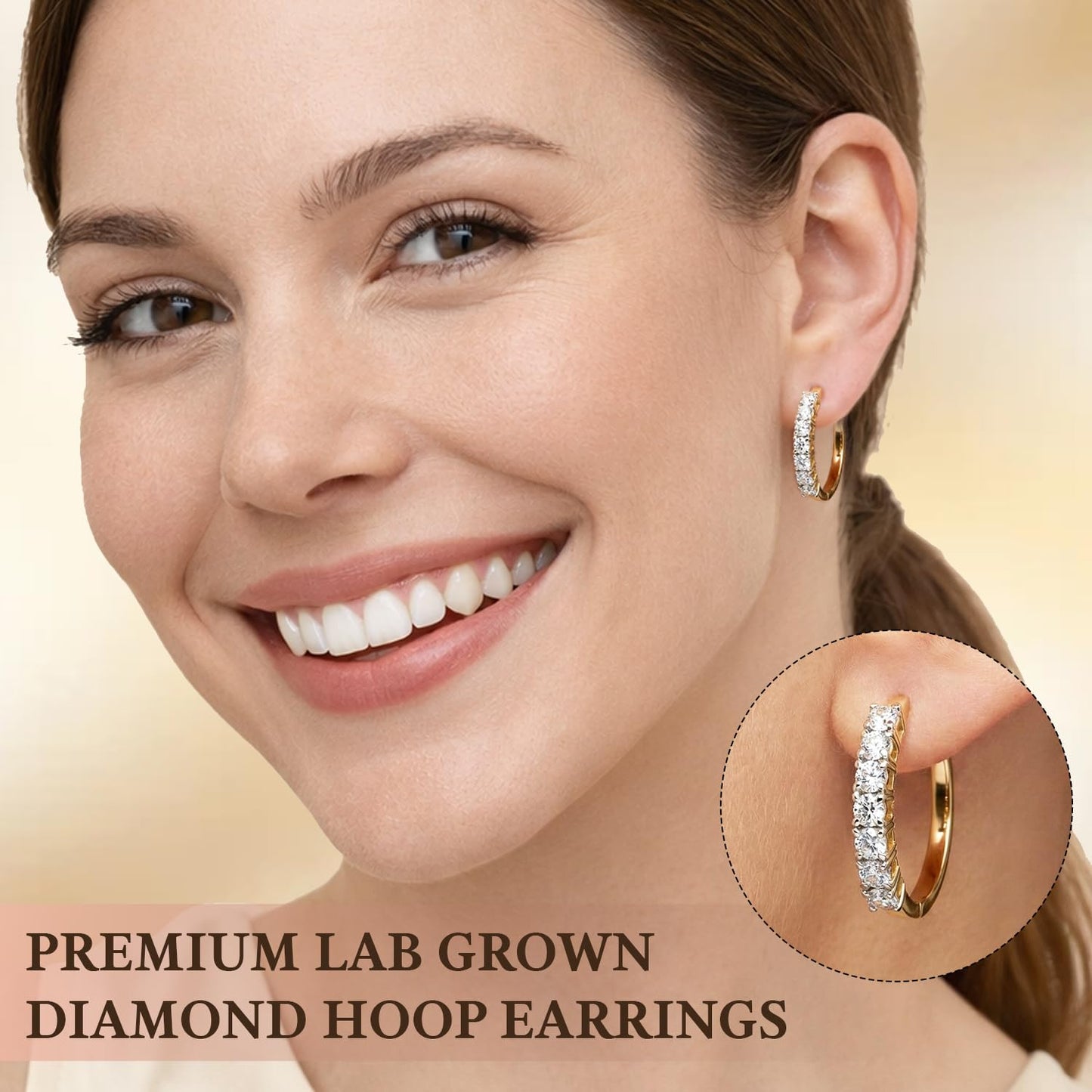 1 Carat Lab Grown Diamond Earrings for Women Hoops (G-H SI) in 18K Vermeil Yellow Gold Over 925 Sterling Silver Diamond Jewelry Gifts