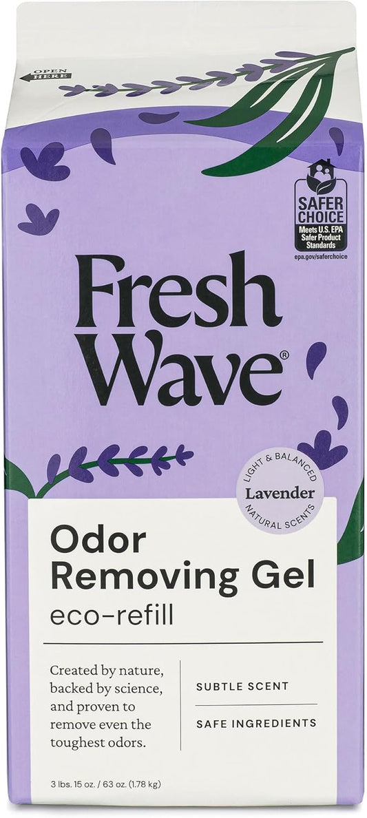 Fresh Wave Lavender Odor Removing Gel Refill, 63 oz, Every 15 oz. lasts 30-60 Days, For Cooking (Package May Vary)