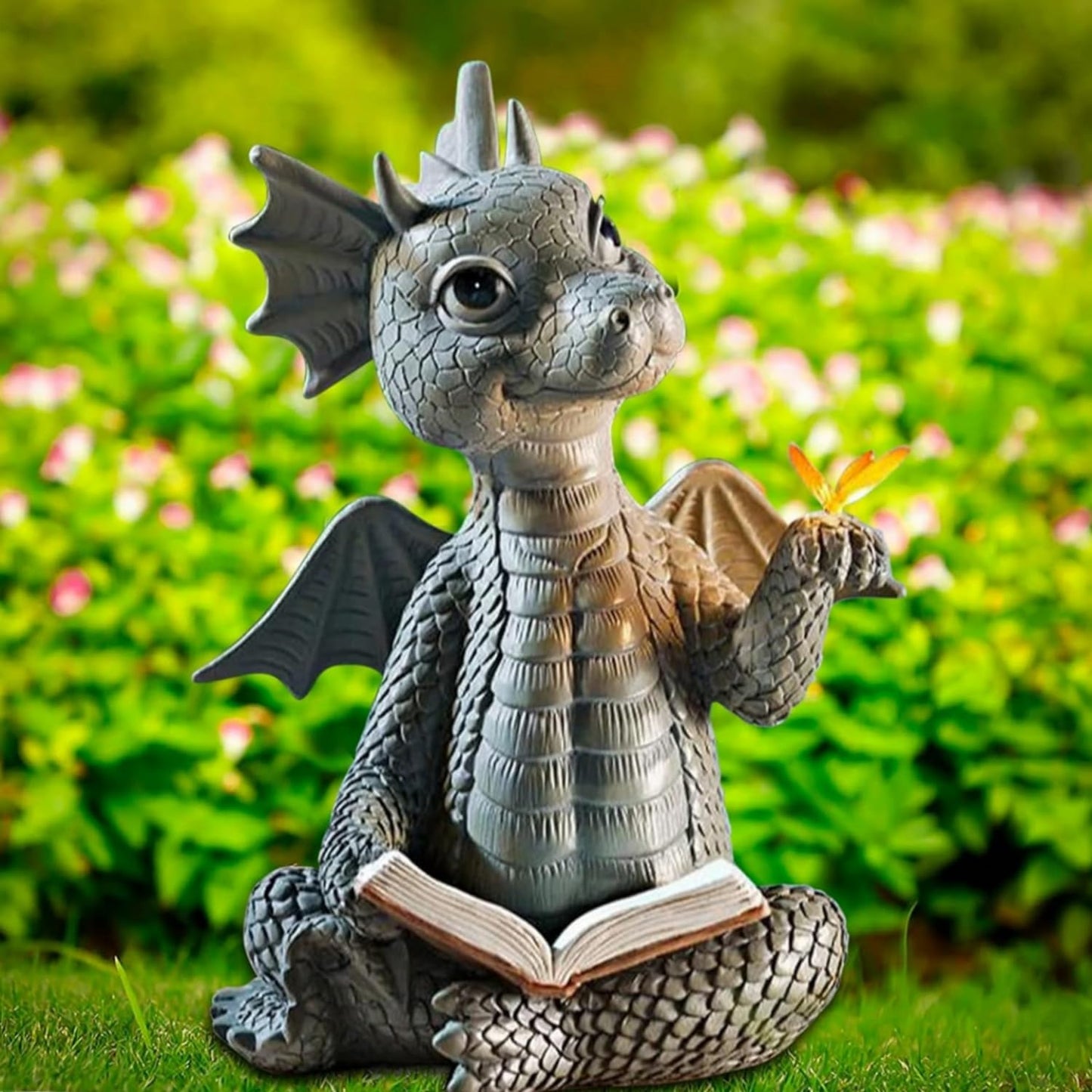 YWHWXB Garden Dragon Resin Sculpture,Lovely Outdoor Sculpture Ornaments,Garden Dragon Decor Statue for Home Patio Courtyard Lawn Decoration