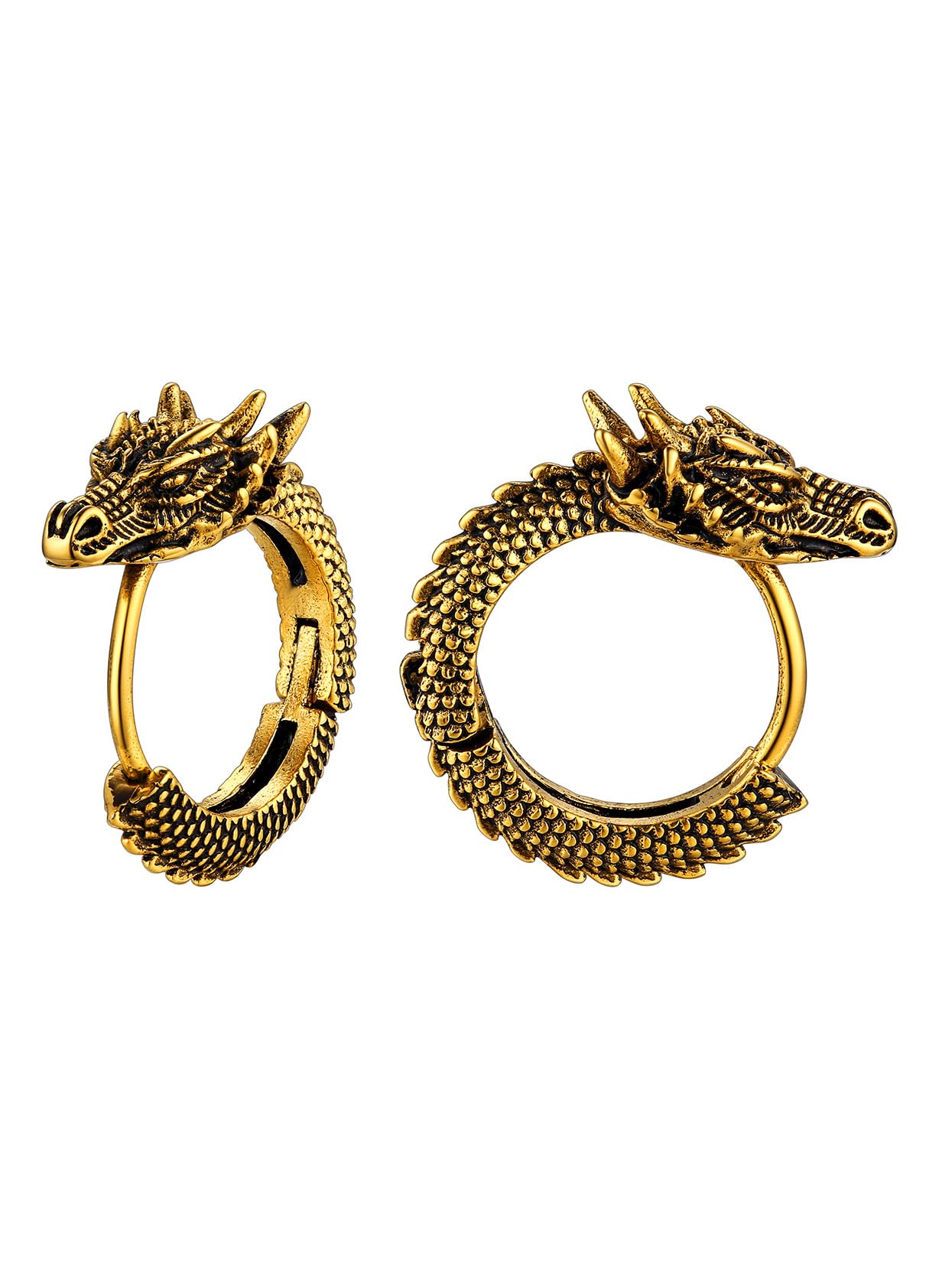 Richsteel Punk Dragon Hoop Earrings for Men & Women - Stainless Steel Gothic Jewelry, Huggie Statement Hoop Earrings