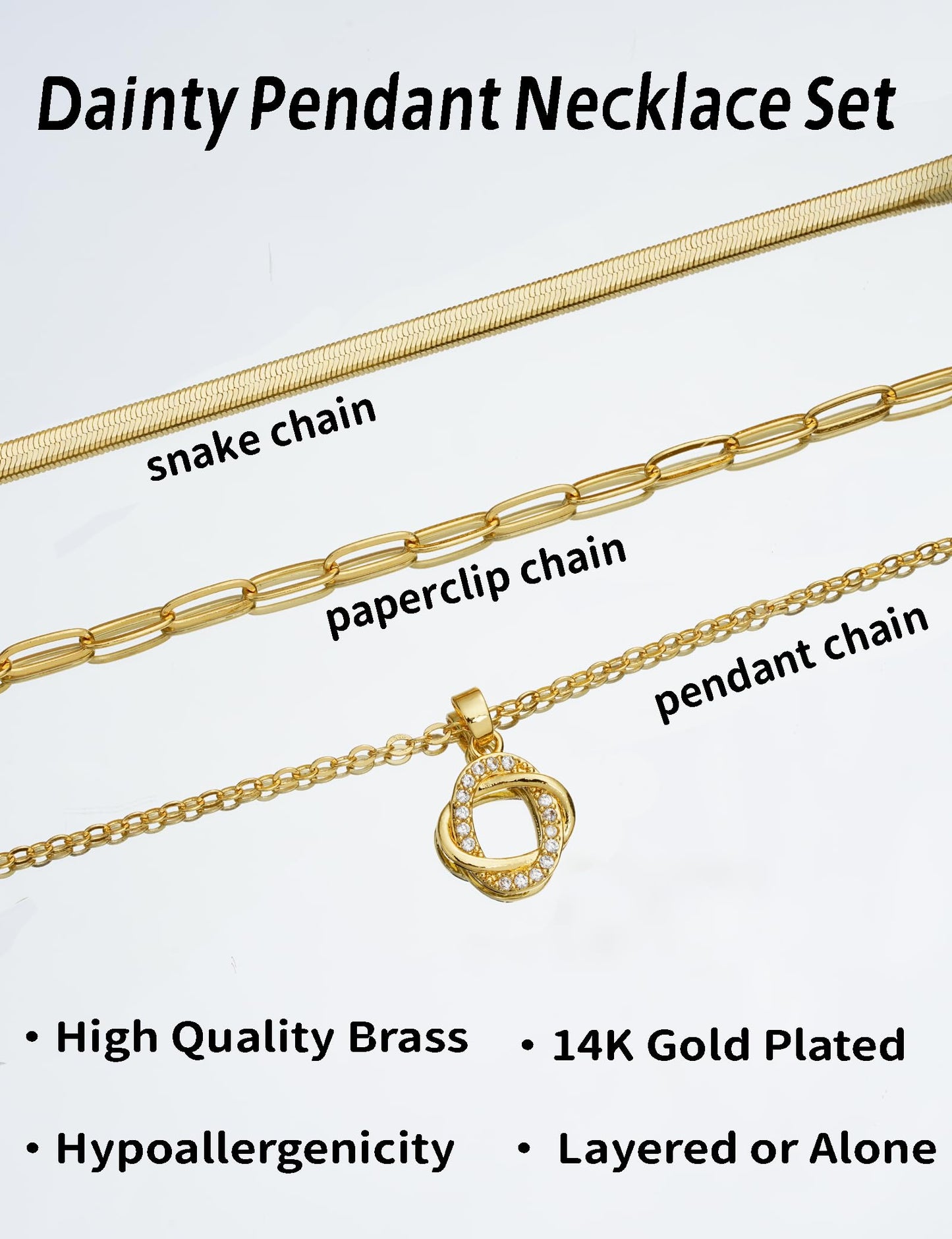 ÌF ME Layered Gold Necklaces for Women, 14K Gold Plated Cubic Zirconia Snake Choker Necklace, Dainty Paperclip Pendant Chain Necklaces Stack Jewelry Set Gifts