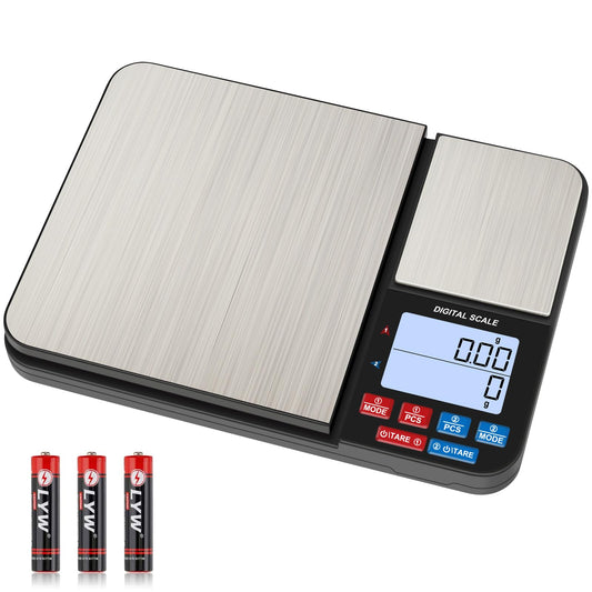 22lb Dual Platform Digital Kitchen Scale, Diyife® Stainless Steel Food Scale with 22lb and 17.6oz Precision Capacity (0.01oz/0.001oz), 7 Units, Tare, Multifunctional for Baking Cooking Food Weighing