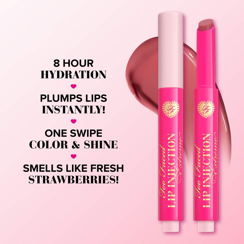 Too Faced Lip Injection Extreme Plumping Clicks | Hydrating, Sheer-To-Medium Buildable Coverage, Lip Plumper with Click Applicator, 0.05 Ounce, Velvet Crush