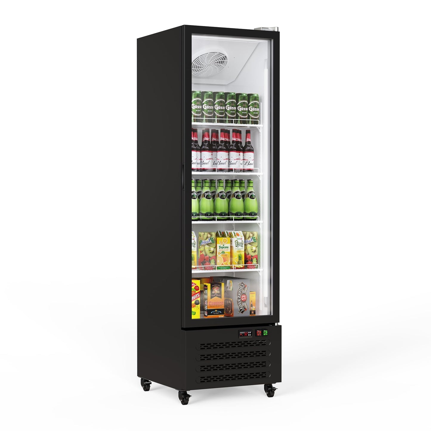 IDEALHOUSE Commercial Refrigerators, 13.4 Cu.Ft Beverage Cooler, Commercial Fridge with Glass Door Display, LED Light Adjustable Shelves Drink Cooler for Restaurant Grocery Store Home, Black