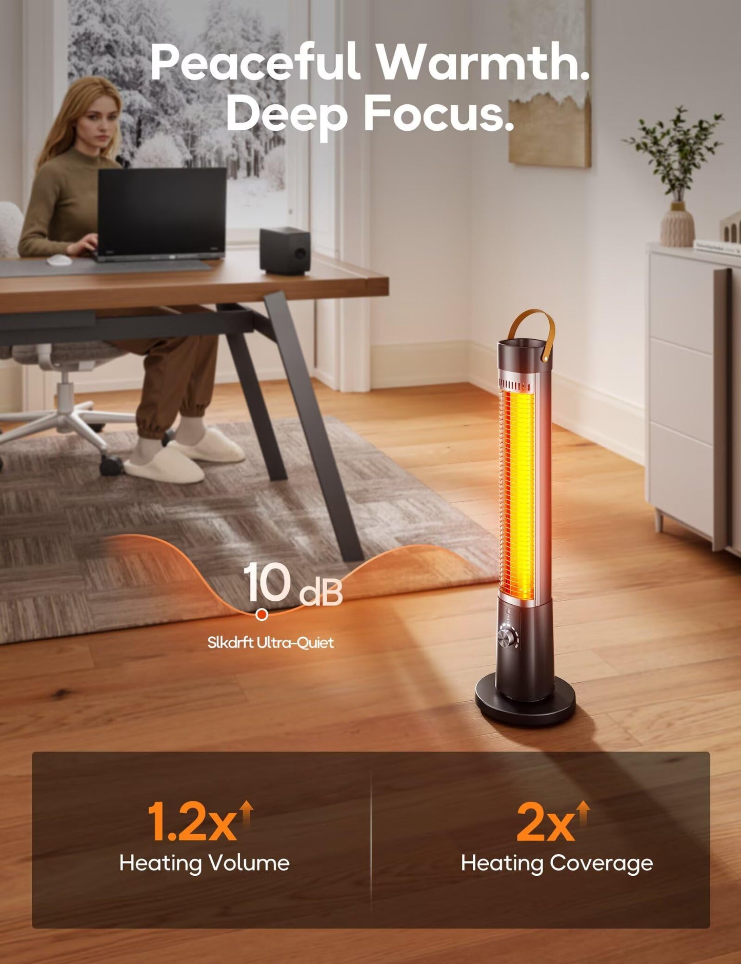 Outdoor Heater for Patio, 32" Infrared Electric Heaters Indoor w/Remote, 1500W, 60° Oscillation, 9H Timer, 9 Heat Level, Tip-Over/Overheating Protection, Safety Lock, for Garage Porch Office Inky