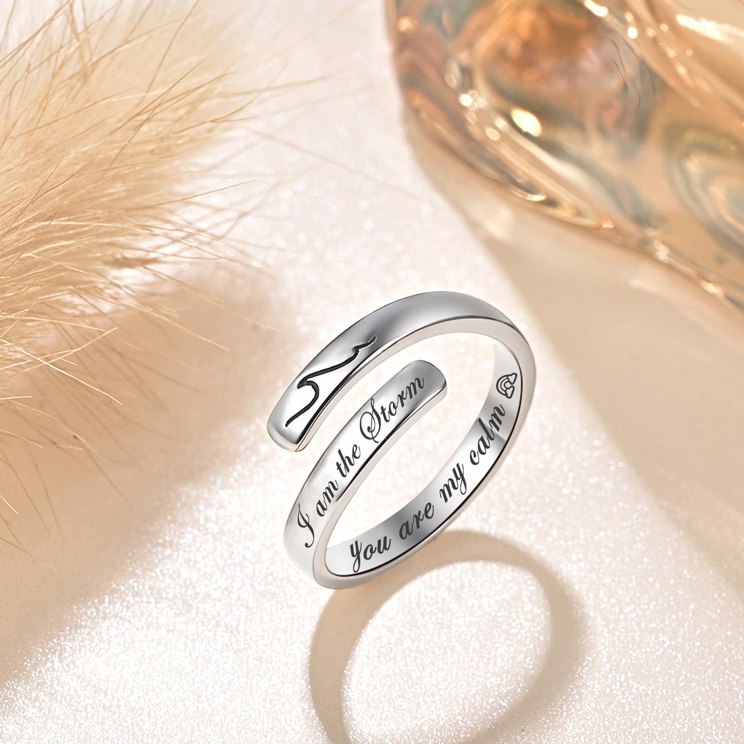 S925 Sterling Silver Inspirational Jewelry Rings Adjustable Ring Personality Encouragement Gift for Teens Women