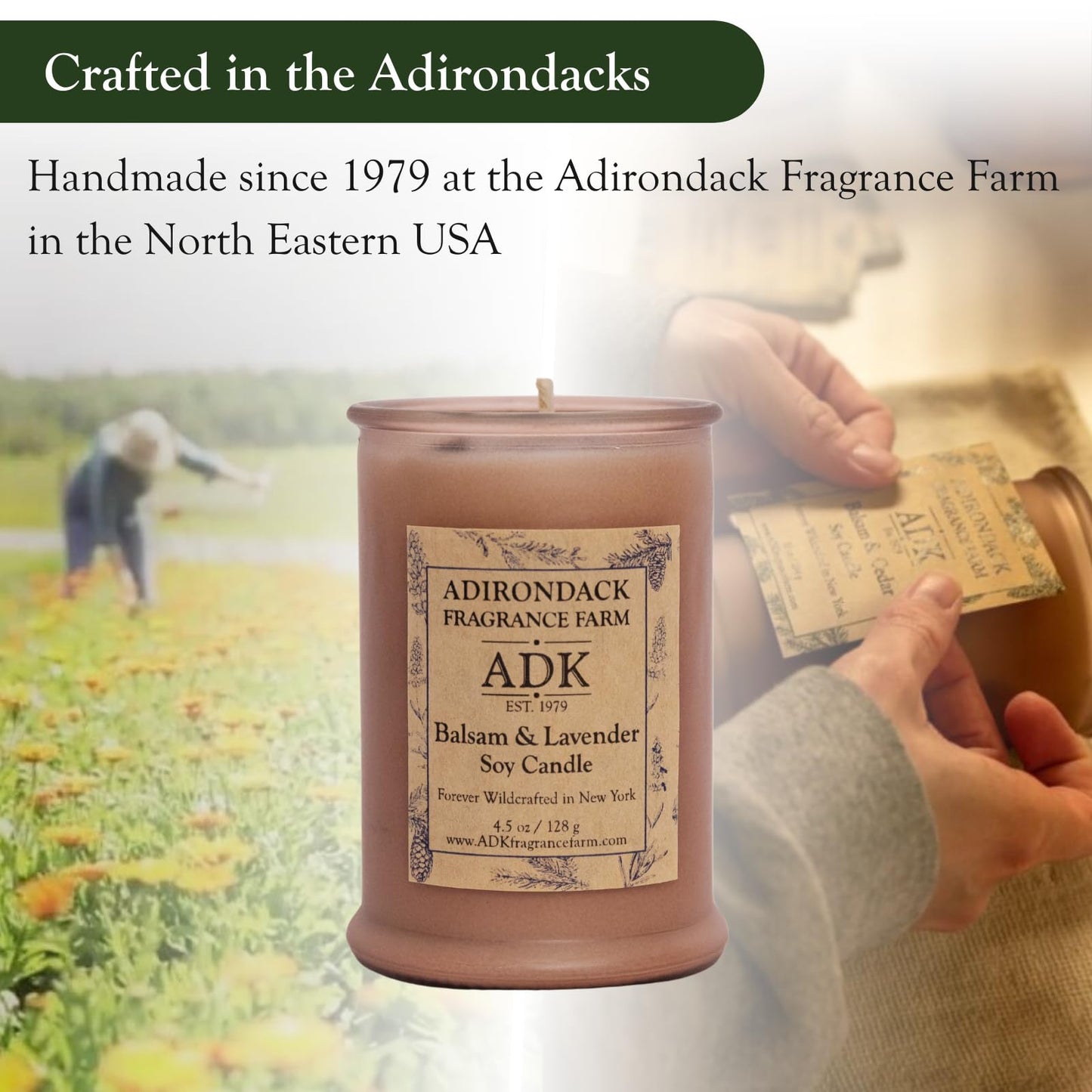 ADK Balsam & Lavender Scented Candle, 4.5 Oz Aromatherapy Candle, Proudly Poured in The USA, Natural Wax for Relaxation and Home Décor, for Gift, Kitchen, and Living Spaces