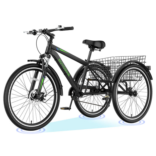 ABORON Adult Mountain Tricycle, 7-Speed 3-Wheel Mountain Bikes 24/26/27.5inch Available, Front Suspension, Disc Brake