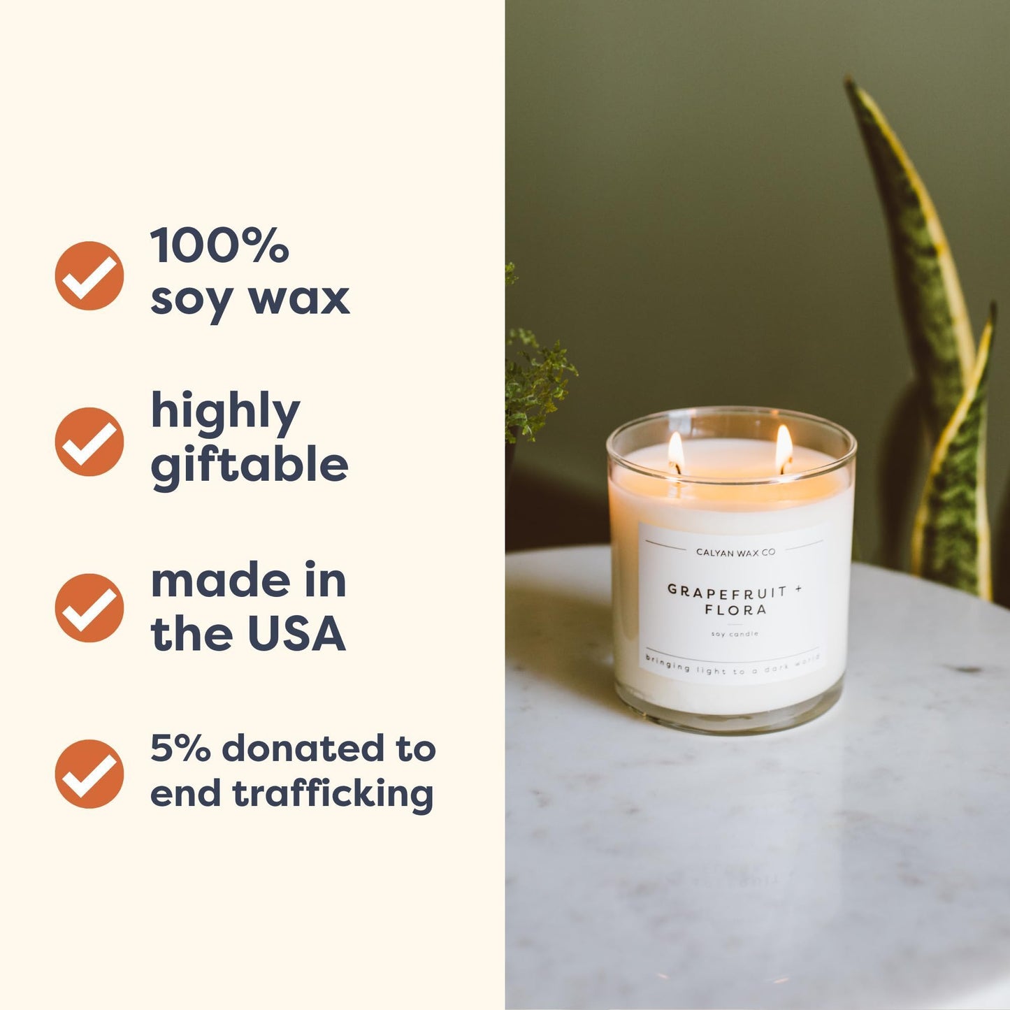 Calyan Wax Co. Passionfruit & Ginger 2 Wick Scented Candle - 37 Hour Burn - Luxury Clean Soy Wax Candles - Long Lasting Large Glass Jar Candle for Home - 8.8oz