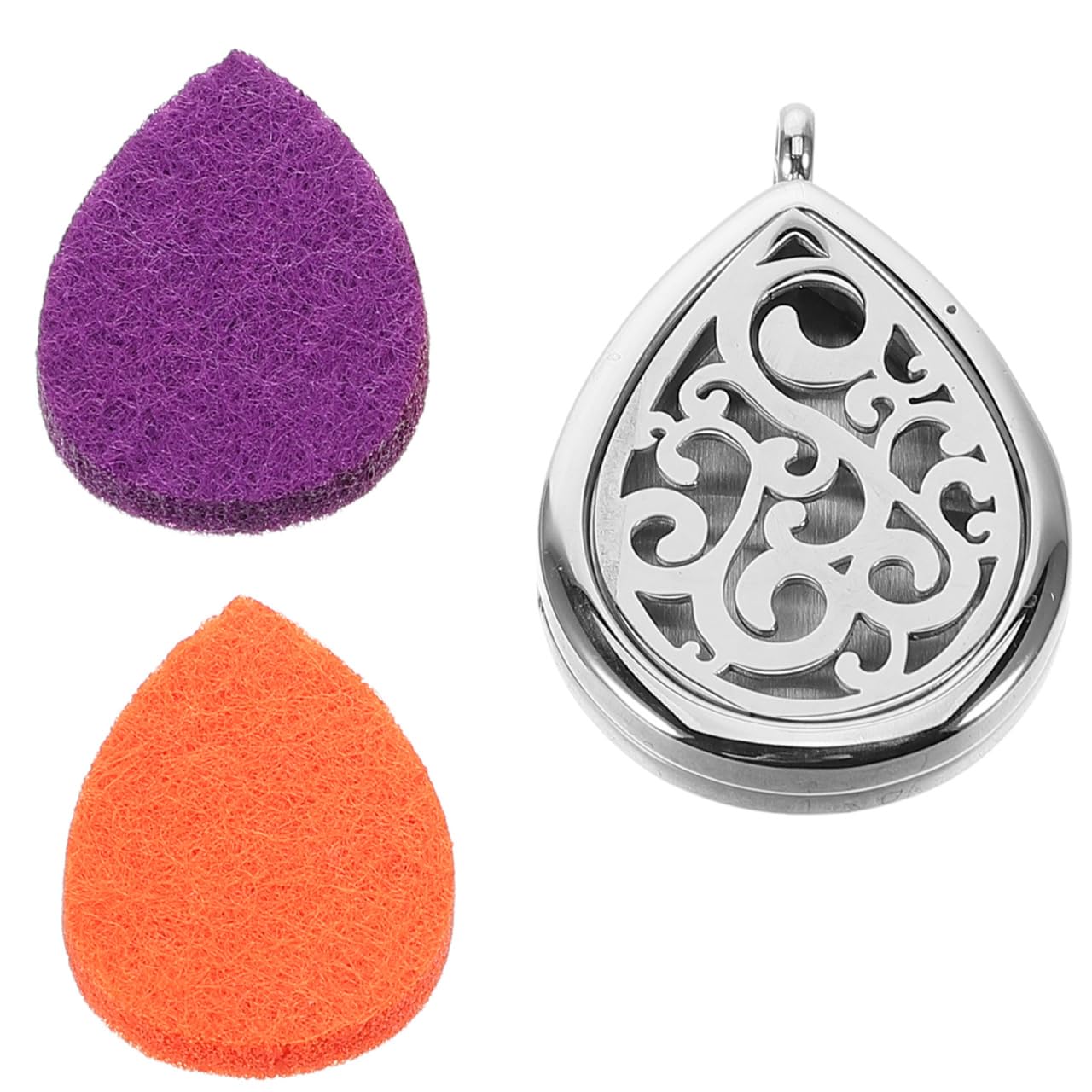 KONTONTY Hollow Out Stainless Steel Aromatherapy Pendant Necklace for Women Essential Oil Diffuser Jewelry Tear Drop Shape with Perfume Locket for Moms