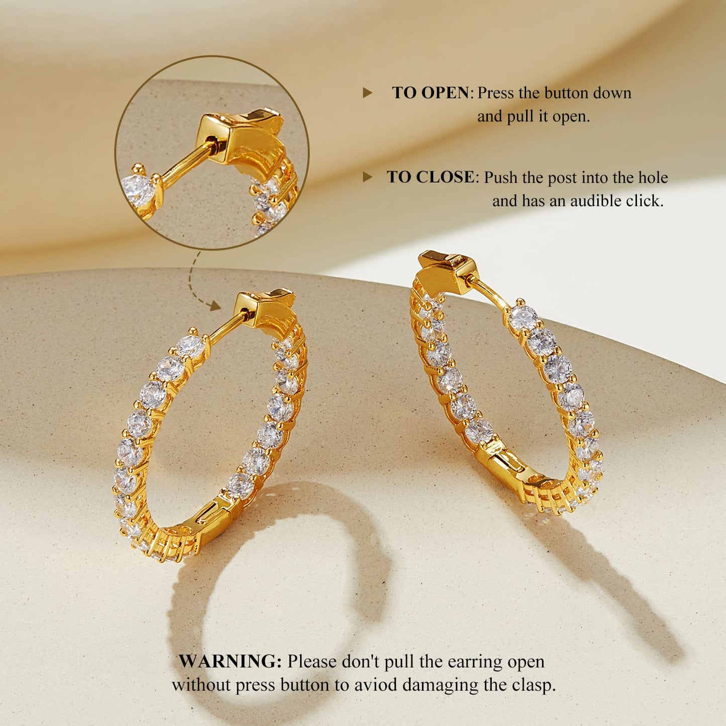 WOSTU Gold Hoop Earrings Yellow Gold Plated Cubic Zirconia Hoops for Women, Anniversary, Valentine's Day, Mother's Day, Birthday Gift