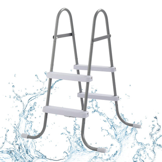 Outvita Metal Frame Above Ground Swimming Pool Entry, 2 Step Exit Ladder for 33" High Wall Pools, 300 Pound Capacity