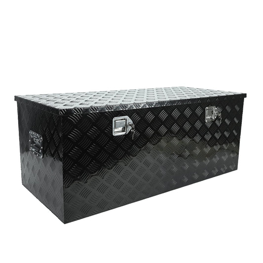 acylph 48"(L) x 19.5"(W) x 17.5"(H) Pickup Truck Bed Tool Box，Truck Tool Box for Bed of Truck,Aluminum Stripes Toolbox for Truck RV Tralier,Chrome Latch,Waterproof，Black Surface