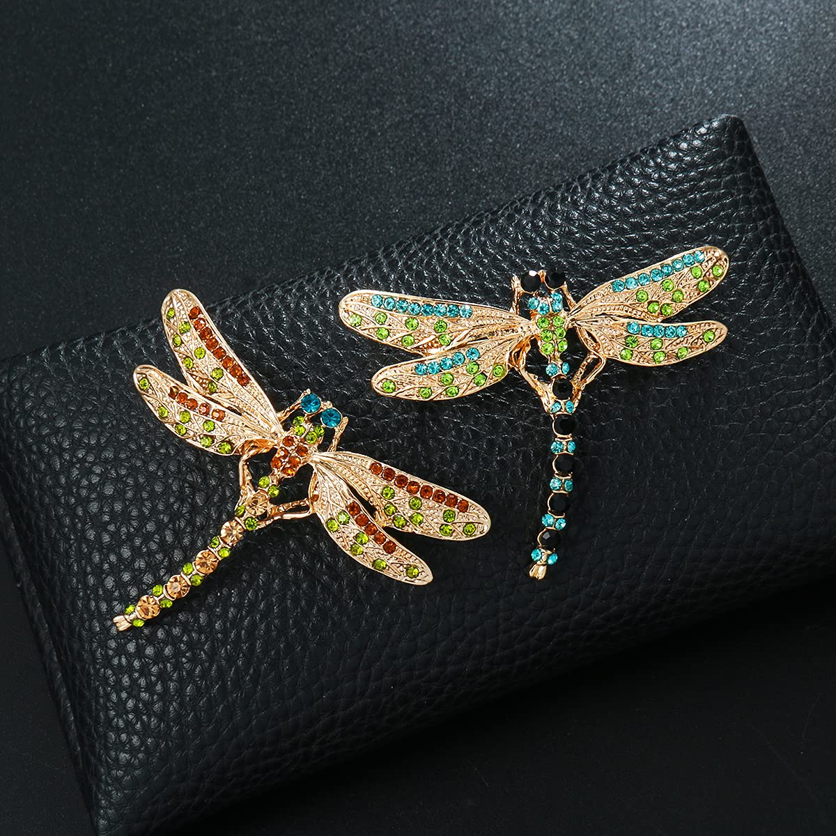 MEEDOZ Women’s Set of 6pcs Lovely Crystal Rhinestone Enamel Dragonfly Lapel Brooch Pin Set for Party Gift Jewelry Accessories