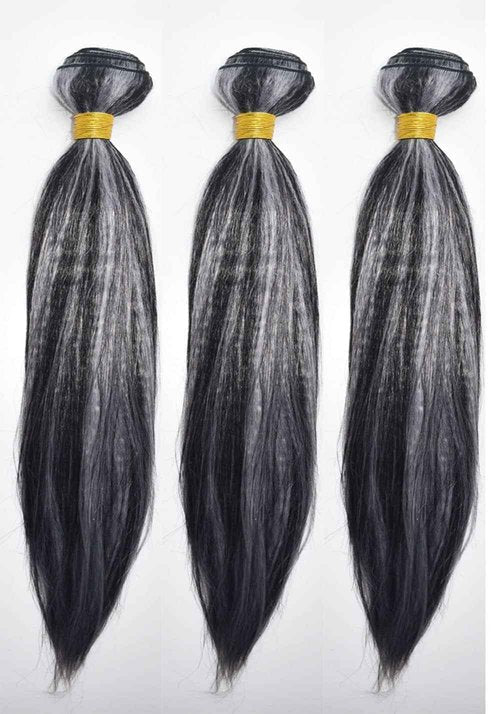 Habiliana Bundles Human Hair 26 28 30 Inch Straight P4/GREY Human Hair Bundles 11A Unprocessed Brazilian Virgin Quick Weave Hair Extensions for Black Women