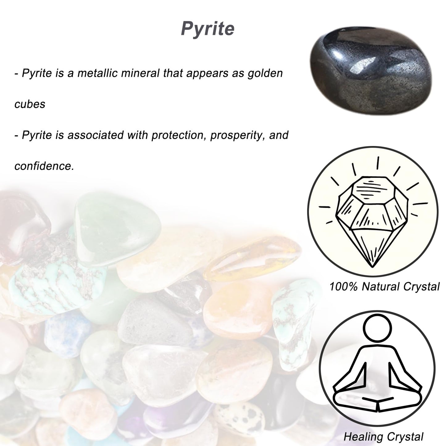 Erliway Pyrite Healing Crystal Stones, 1.25-2.0" Large Reiki Healing Gemstones Natural Tumbled Polished Stones for Energy Witchcraft Therapy Meditation