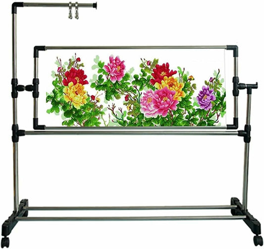 Adjustable Embroidery Stand - Needlework Floor Frame for Cross Stitch Craft, Height Adjustable Lap Table for Art Sewing Holder, Standing Embroidery Tool for Increased Comfort and Precision~/