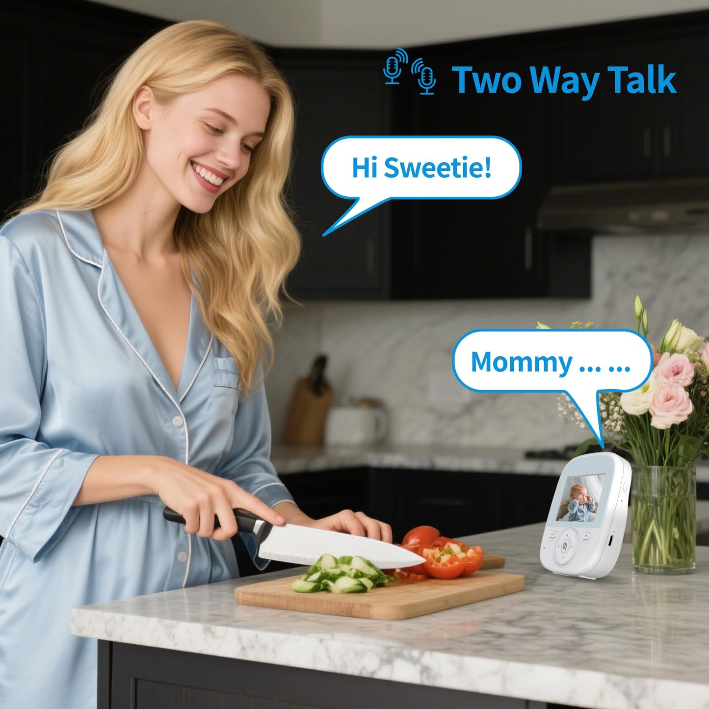 VIZOLINK Baby Monitor with Camera and Audio, 2.8" Video Baby Monitor with Secure Transmission No WiFi, Night Vision, Temperature Sensor, Two-Way Talk, Al Off-Lens Detection, Feeding Reminder