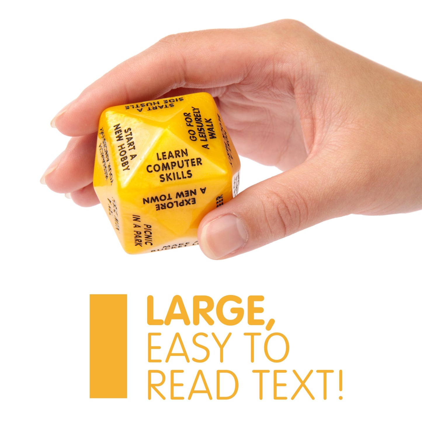 Retirement Gift Decision Dice – Funny Retirement Game for Men & Women (Yellow), Novelty Retirement Dice with Activity Ideas, Gag Gift for Coworker, Boss or Friend, Party Game for Retirees