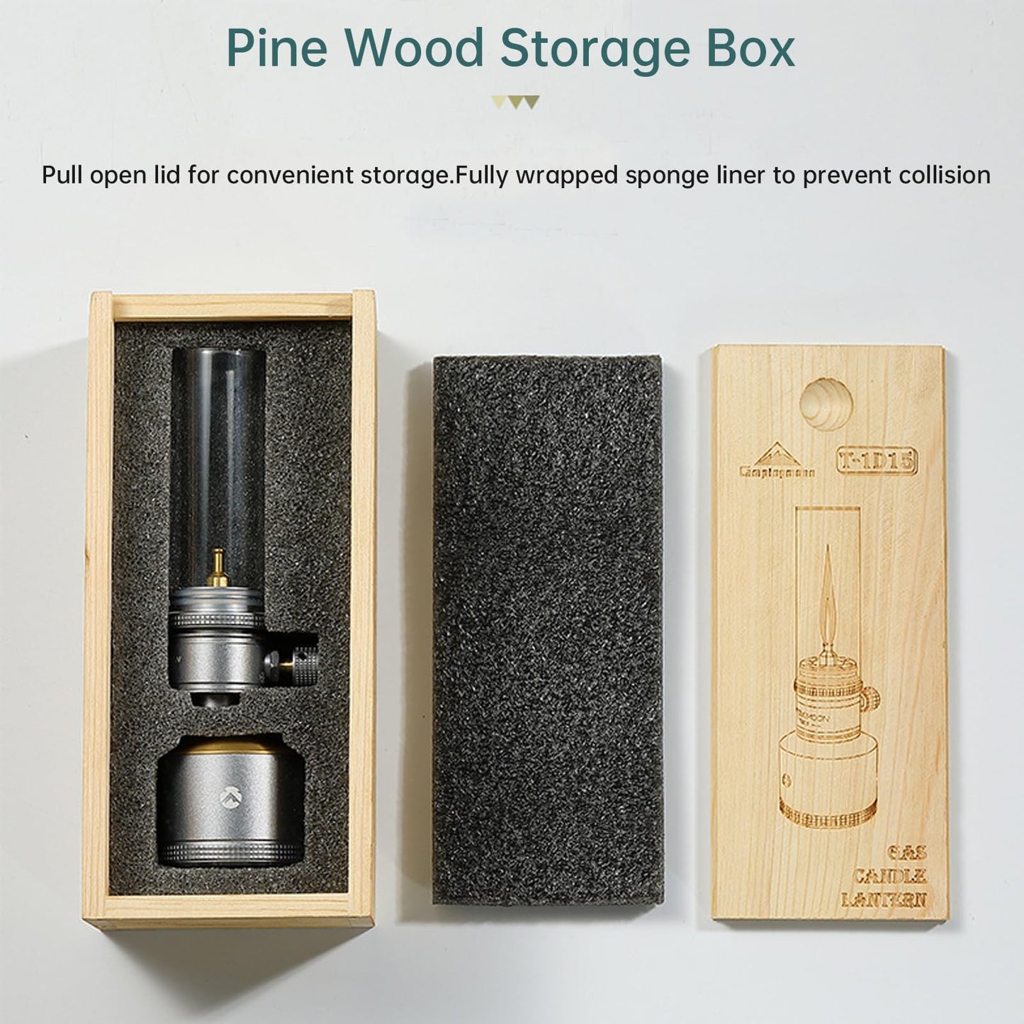 Campingmoon Camping Gas Lantern Outdoor Gas Tent Lamp with Empty Gas Tank Wooden Lantern Case