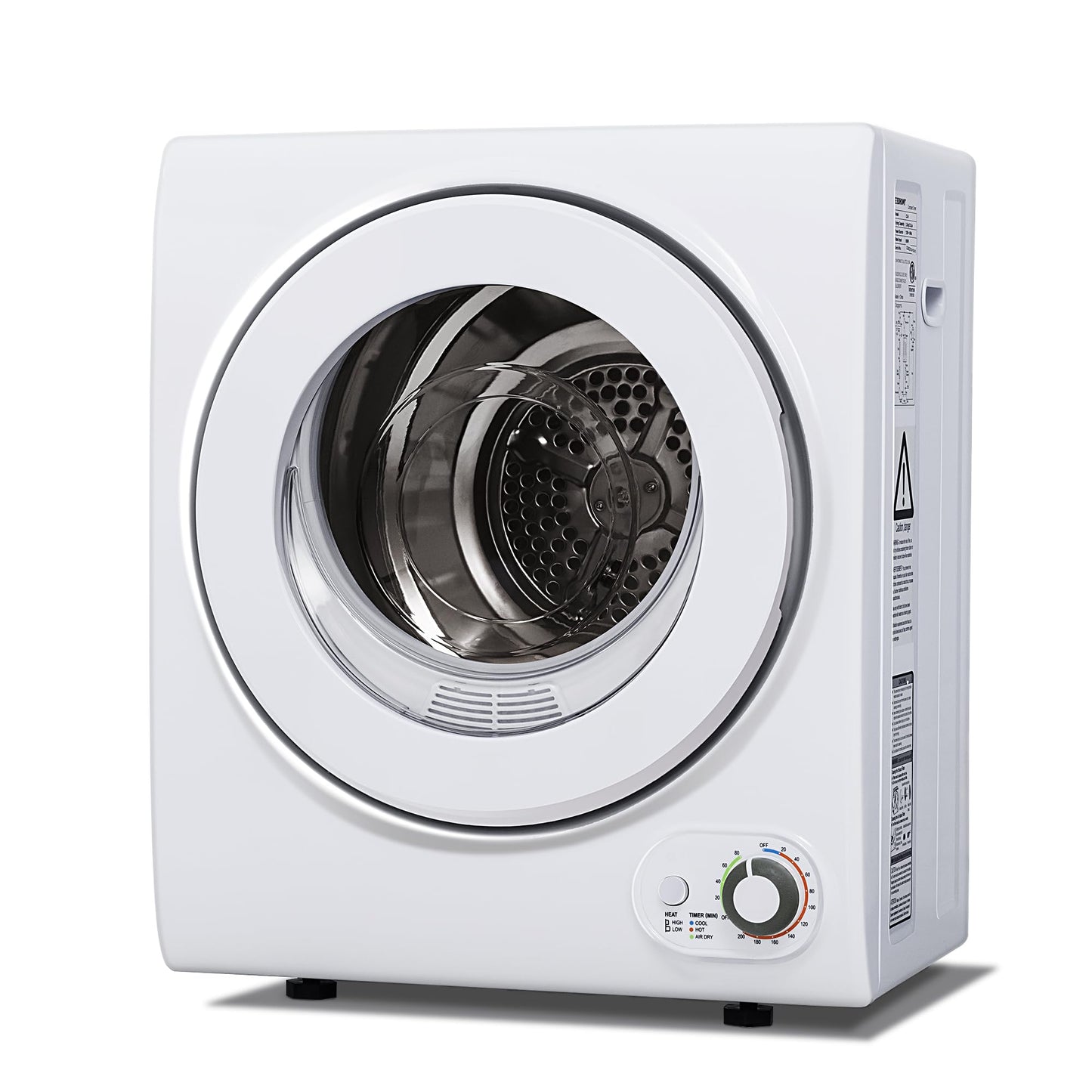 Euhomy Portable Dryer 1.5 cu. ft., 850W Powerful Clothes Dryer with Stainless Steel Drum and Exhaust Hose, Dryer Ideal for Apartments, RVs, Dorm Rooms，White