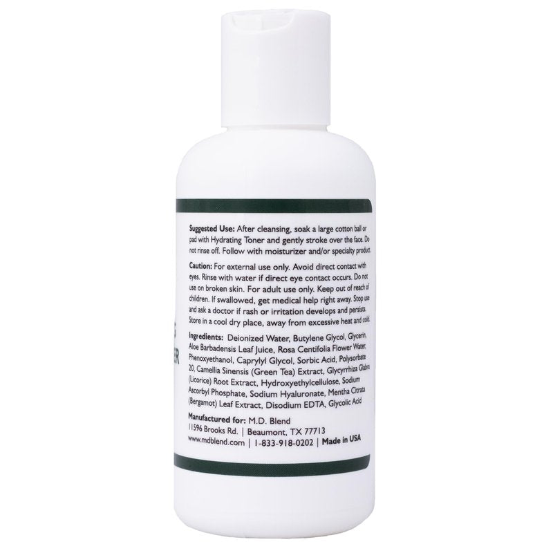 M.D. Blend Hydrating Facial Skin Care Toner Mist for Deep Rejuvenation and Refreshed Skin Beauty, Infused with Witch Hazel, Aloe Vera, Chamomile, and Green Tea Extracts, Additive-Free, 4 Oz