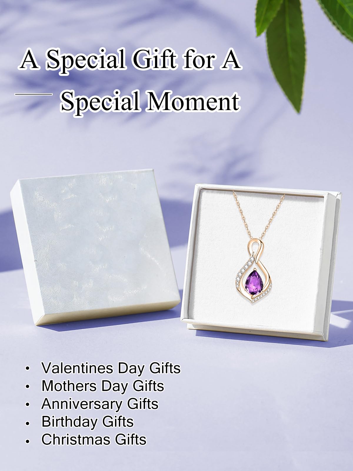 JIYVY32 Amethyst Infinity Necklace for Women February Birthstone Necklaces Rose Gold Plating Anniversary Birthday Gifts for Wife Her Mom Girlfriend Birthstone Jewelry Gifts for Women
