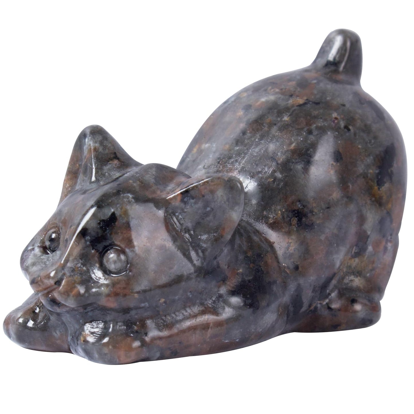 QLRSUXN 2 Inch Yooperlite Cat Crystal Figurines, Cute Kitten Statues for Kitten Lovers and Collectibles, Cat Decor Fingurines for Home Desk Office, Carved Healing Crystal Reiki Animal Gifts for Women