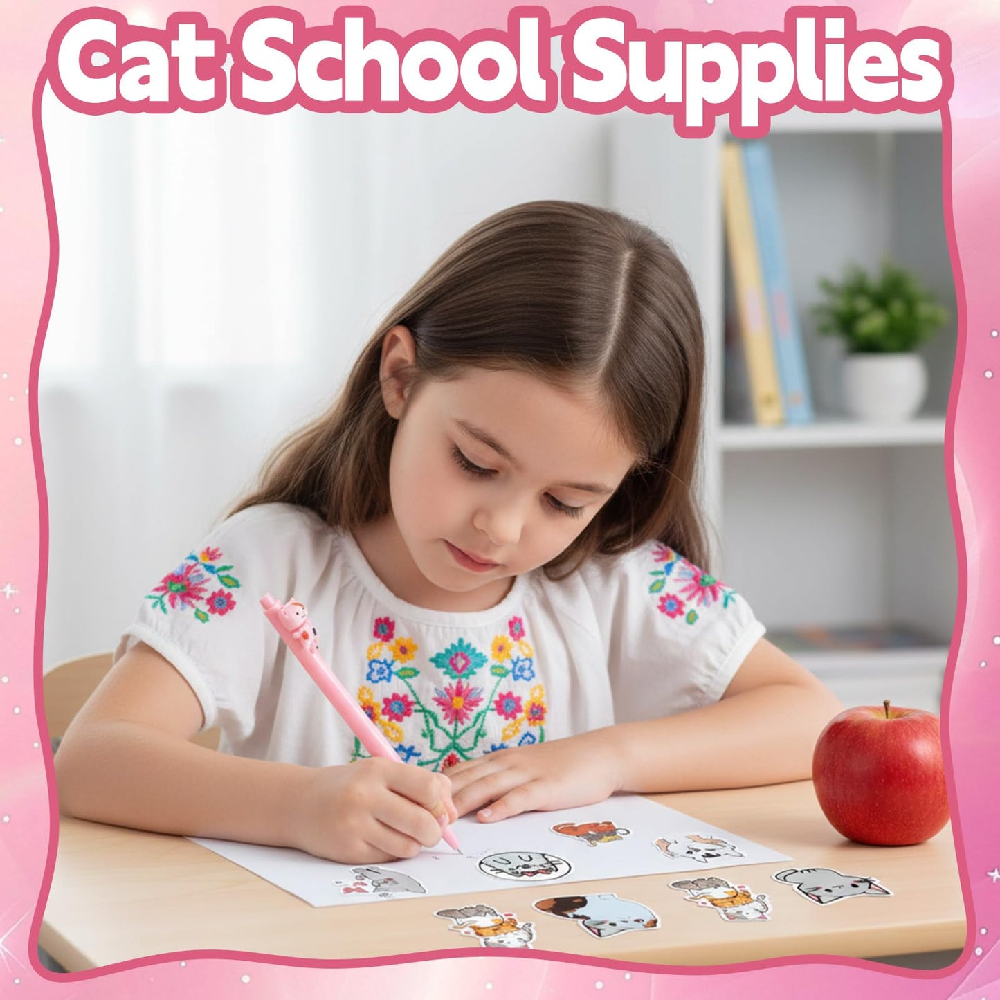 Cat Gifts for Cat Lovers Cat Office Supplies Canvas Tote Bag Spa Headband Cute Sticky Notepad Paper Clips Ballpoint Pen Cartoon Stickers Party Favor for Birthday Festival Gifts