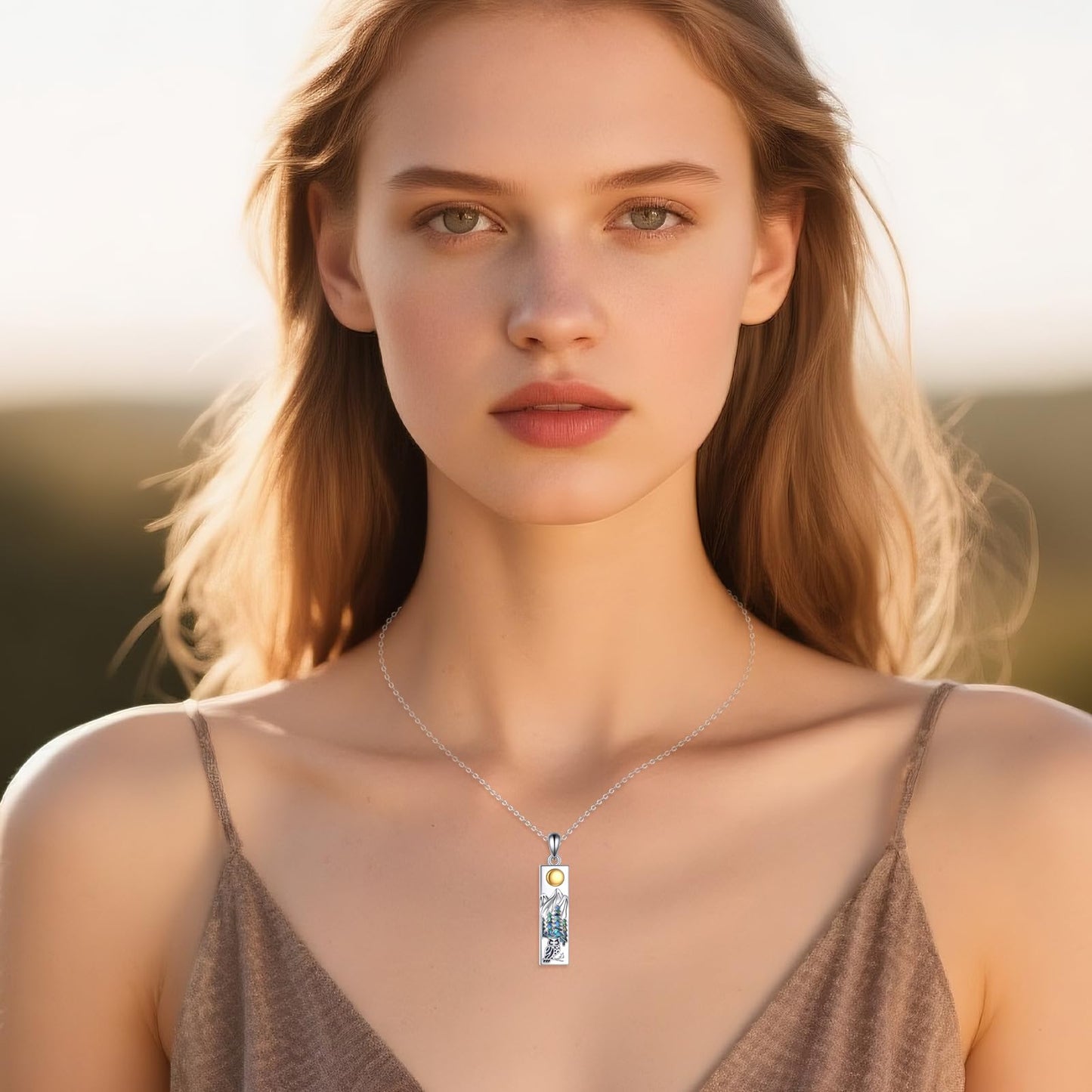 YFN Mountain Owl Necklace for Women Sterling Silver Nature Jewelry Gift for Skiers, Hikers, Campers, Climbers and Nature Lovers