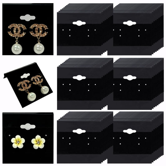 Adorox 200 Piece Black Earring Card Holders with Back Hook – Perfect for Earring Display and Organization