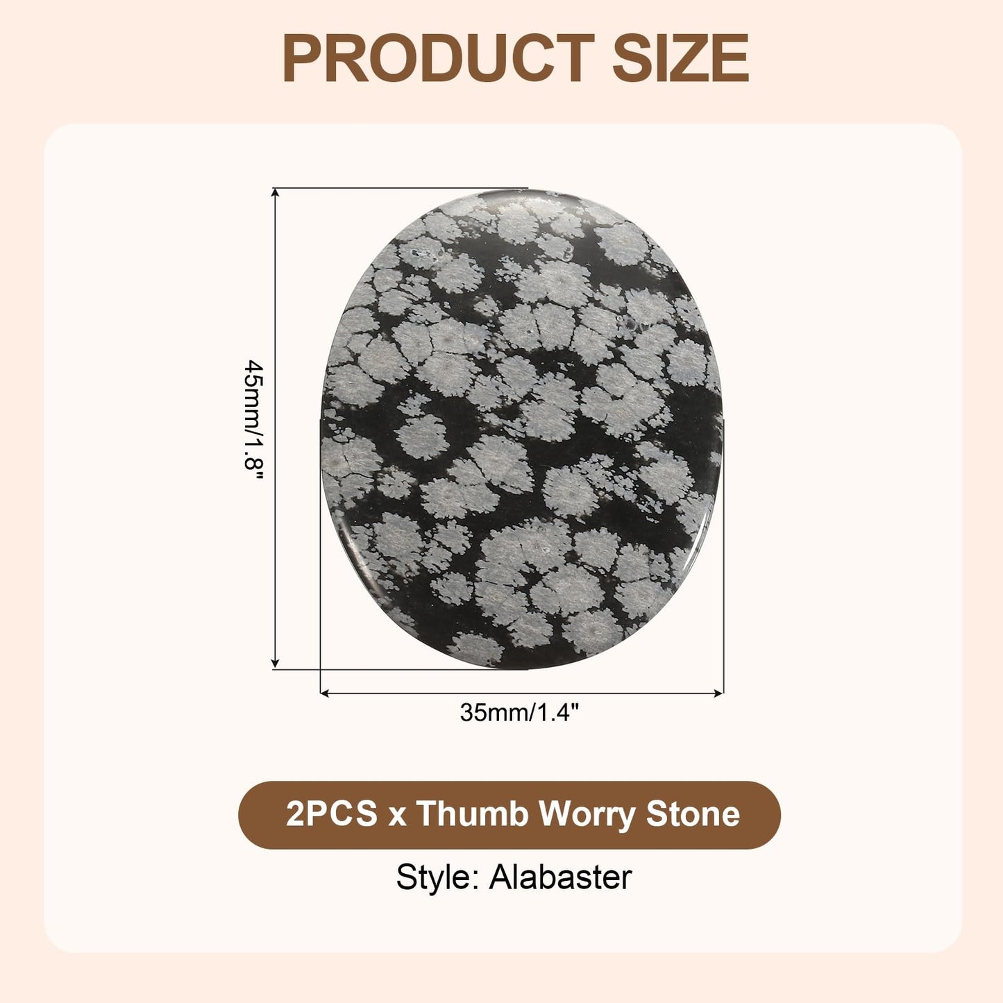 MECCANIXITY 2 Pcs Thumb Worry Stone for Anxiety, Alabaster Relief Crystals Hand Thumb Stones Pocket Gems Natural Polished for Yoga Meditation Relief