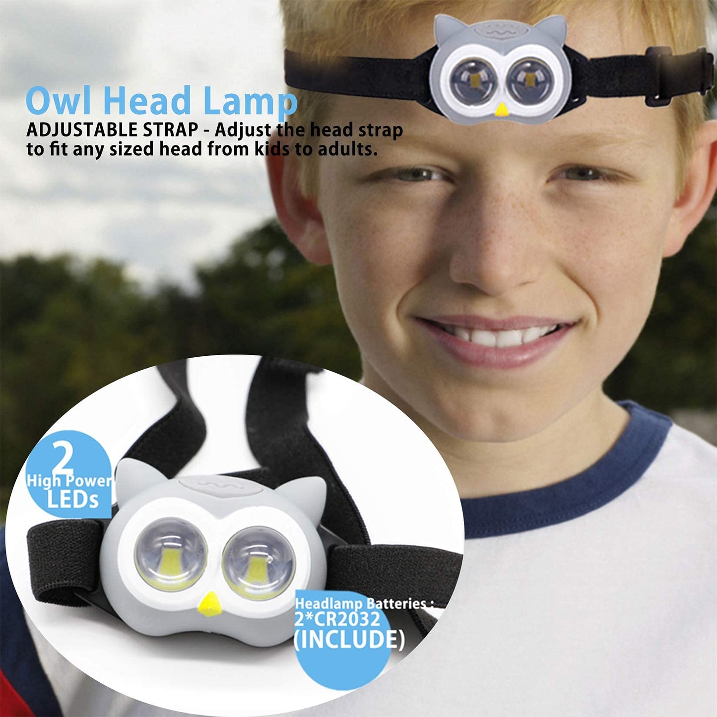 Outdoor Equipment LED Camping Lantern & Headlamp Set for Kids, FANT.LUX Battery Powered Night Light for Emergency, Hurricane, Lightweight Tent Lamp for Children (Owl Set)
