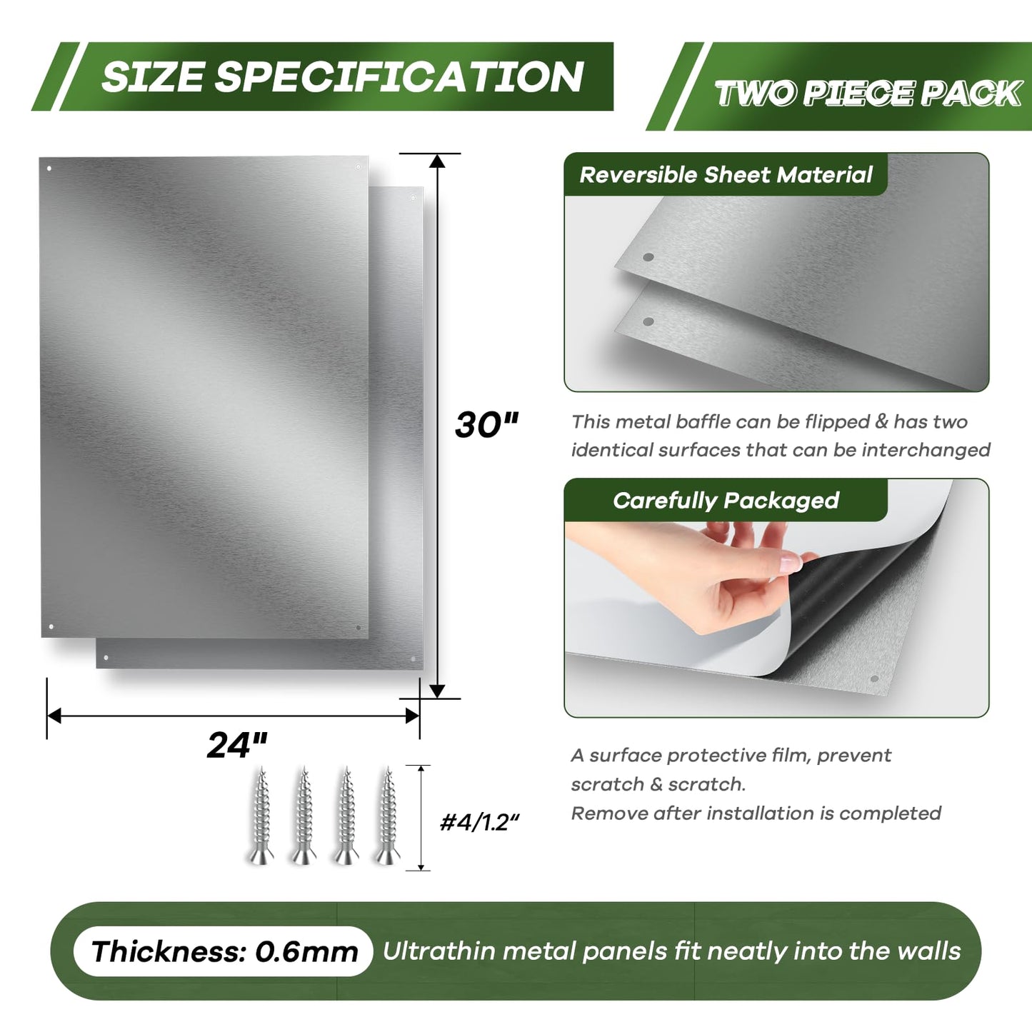 24" x 36" Stainless Steel Backsplash Panel - Ultra-Thin Oversized Splatter Guard for Kitchen Wall Behind Stove & Range Hood | Easy Installation with Pre-Drilled Holes & Hardware Included