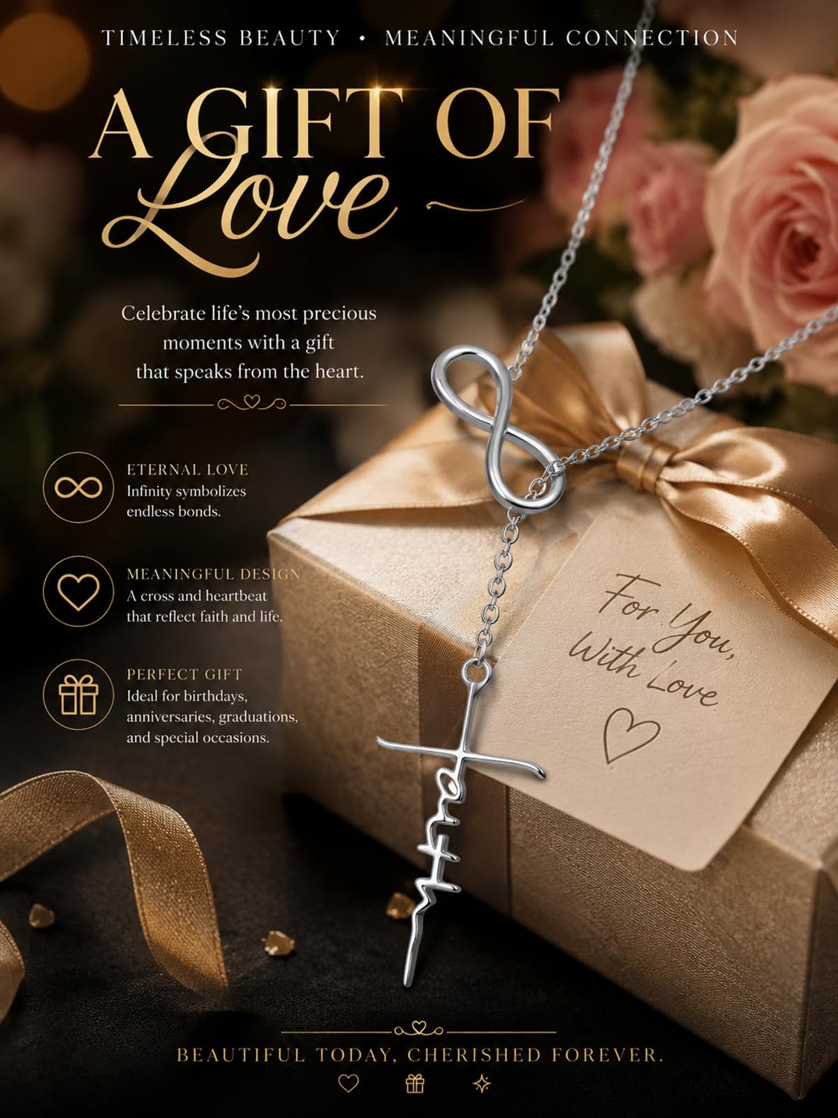 YYB Y Necklace Faith Pendant Lariat Necklace for Women Drop Necklaces Christian Jewelry Birthday Anniversary Mothers Day Gifts for Mom Sister Girlfriend